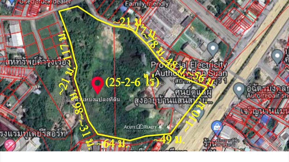 ขายที่ดินเปล่าติดถนนเลี่ยงเมืองชลบุรี ใกล้สนามบอลชลบุรี สเตเดี้ยม 3 กม.