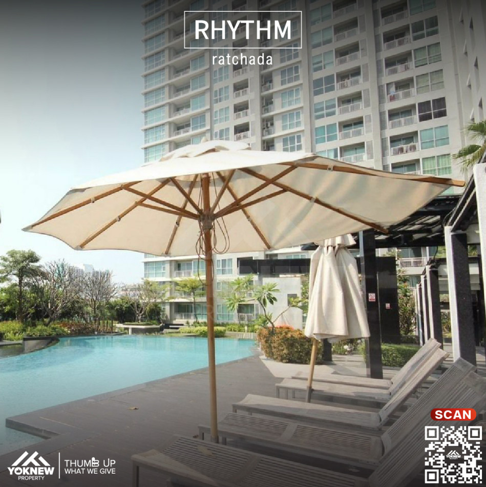 เช่า Rhythm Ratchada ห้องสวย ห้องมุม ทิศเหนือ ห้องไม่ร้อน ลมเข้าตลอด