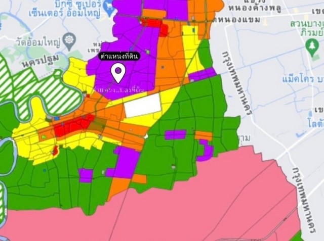 ขายที่ดินรูปสี่เหลี่ยมผืนผ้าถมแล้ว ผังสีม่วง ต.ท่าไม้ อ.กระทุ่มแบน จ.สมุทรสาคร 4-0-60.9 ไร่, ราคา 27,403,200 บาท 
