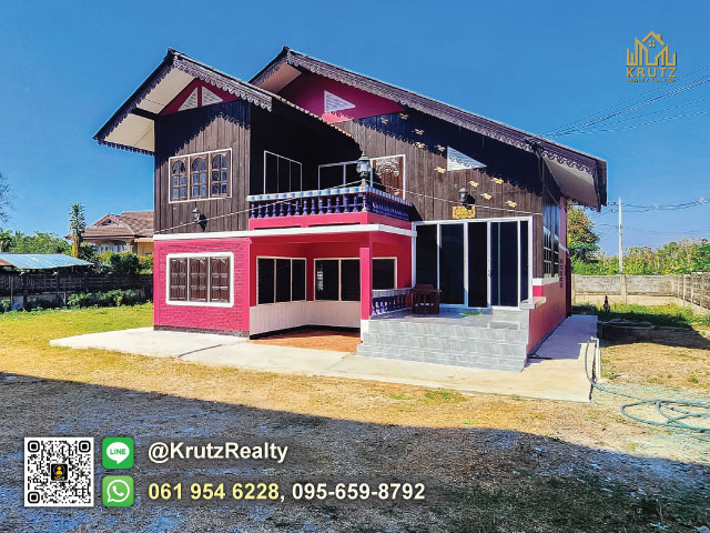 ขายบ้านไม้ครึ่งปูน สไตล์ Conservative 218 ตรว 3 ห้องนอน 2 ห้องน้ำ ต.หารแก้ว อ. หางดง จ. เชียงใหม่ 